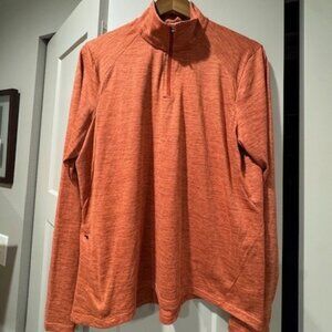 Women REI midweight 1/2-zip base layer, XL, orange tonal pattern